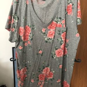 Torrid Gray Floral V-Neck